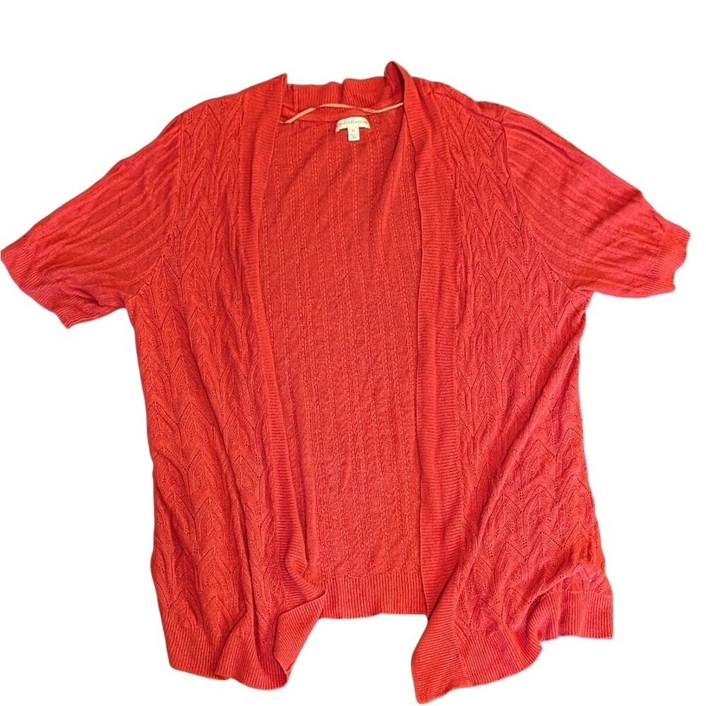 Croft & Barrow Women's Coral Cable Knit Short Sleeve Cardigan Sweater‎ XL